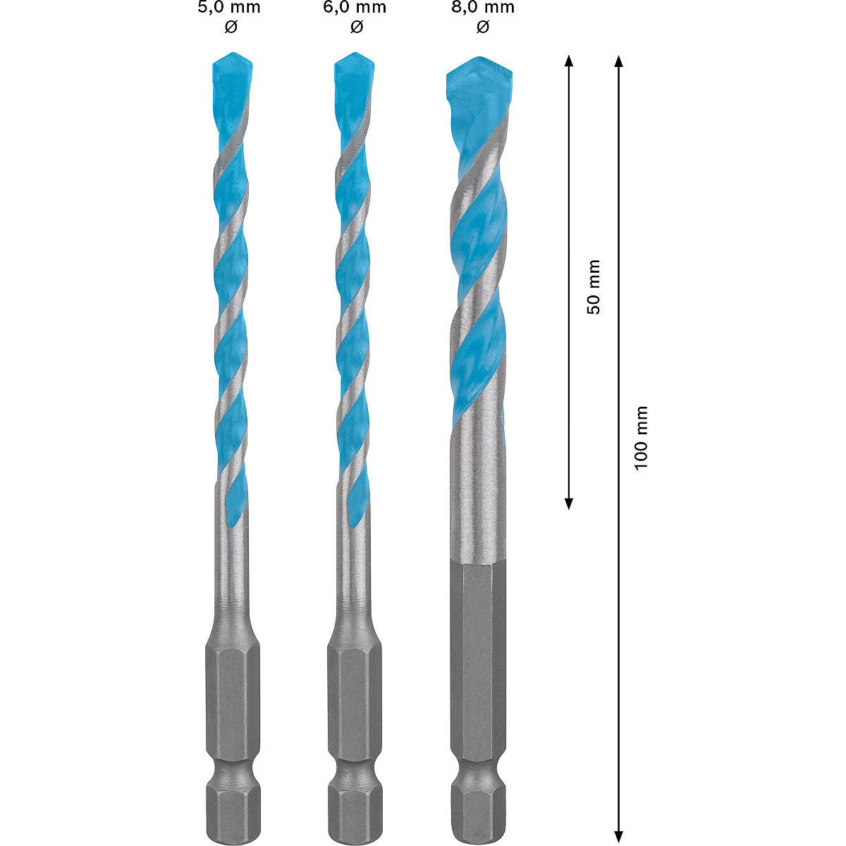 Bosch EXPERT HEX-9 MultiConstruction Bohrer-Set, 3-tlg., für Dreh- und Schlagbohrer
