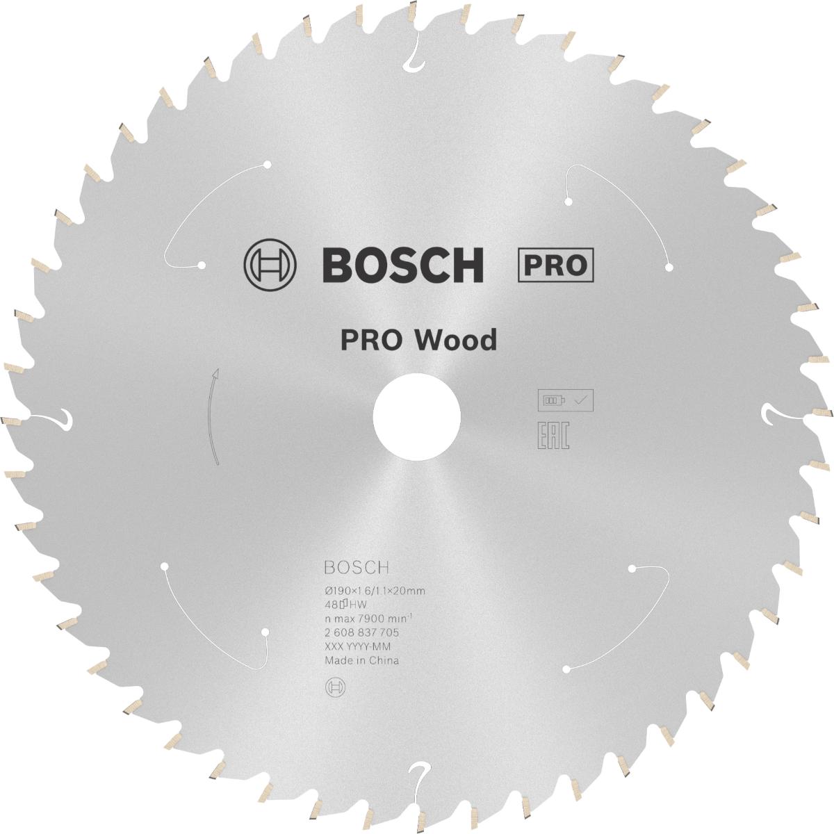 Bosch PRO Akku-Kreissägeblatt Standard for Wood B 190x20 T48