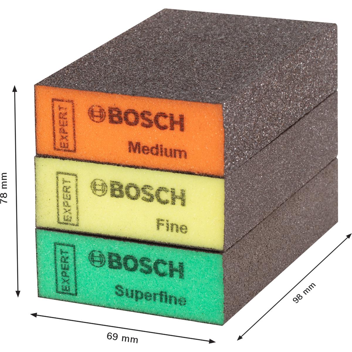 Bosch EXPERT S471 Standard Block, 69 x 97 x 26 mm, M, F, SF, 3-tlg.. für Handschleifen
