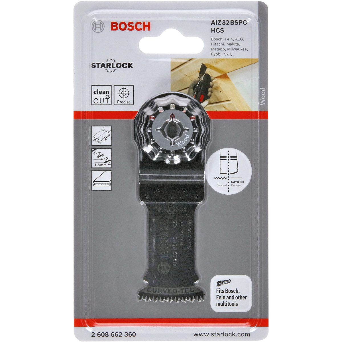 Bosch HCS Tauchsägeblatt AIZ 32 BSPC Hard Wood, 50 x 32 mm, 1er-Pack