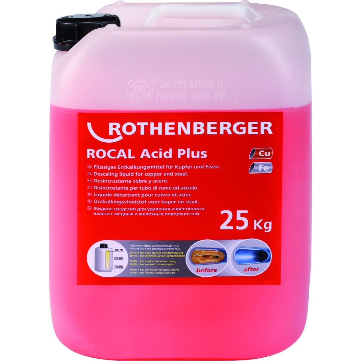 ROTHENBERGER ROCAL Acid Plus, Entkalkungskonzentrat, Cu & Fe, 25kg