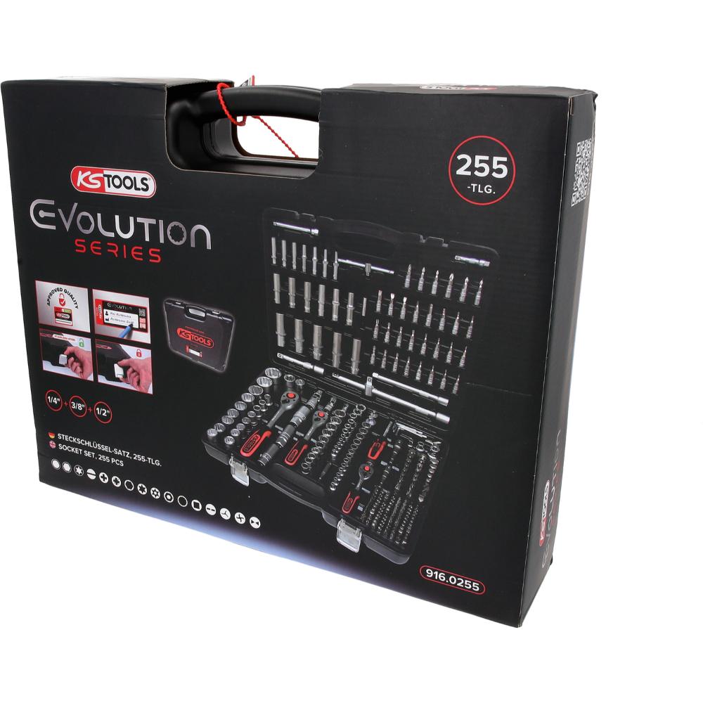 KS Tools 1/4 Zoll+3/8 Zoll+1/2 Zoll Steckschlüssel-Satz, 255-tlg