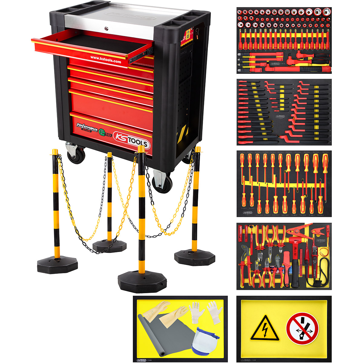 KS Tools PERFORMANCEplus Werkstattwagen e10 mit 164 isolierten Werkzeugen