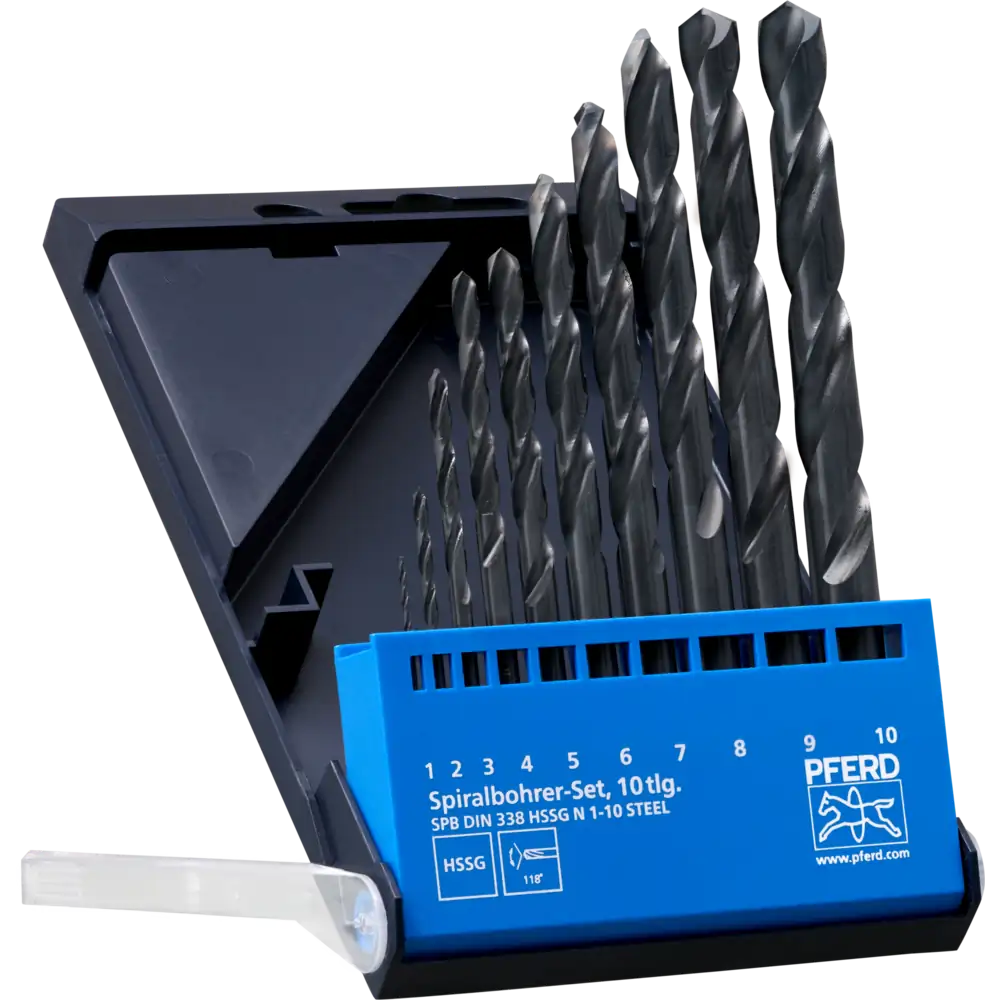 PFERD TOOLS Spiralbohrer-Set 10-tlg. STEEL HSSG N DIN 338 universal