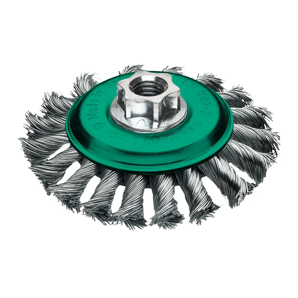 Milwaukee Kegelbürste für Winkelschleifer, gezopft, Edelstahl 115 x 12 x 0,5 mm, M14