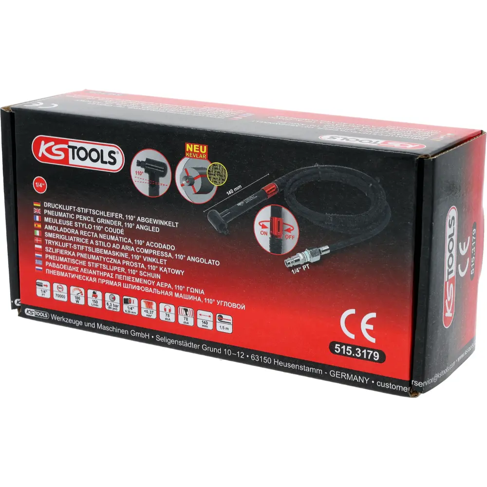 KS TOOLS Druckluft-Stiftschleifer, 110° abgewinkelt