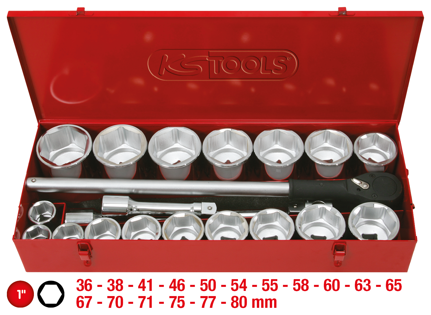 KS Tools 1" Steckschlüssel-Satz, 21-tlg