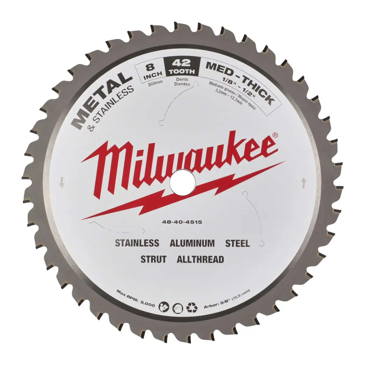 Milwaukee Kreissägeblatt für Metall-Handkreissägen 203/15,87 mm Z42