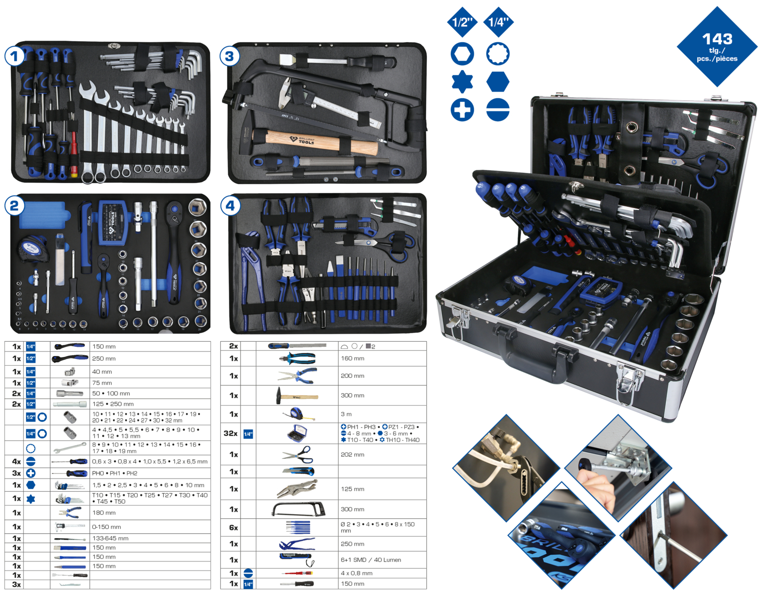 Brilliant Tools Universalkoffer-Satz, 143-tlg - BT024143