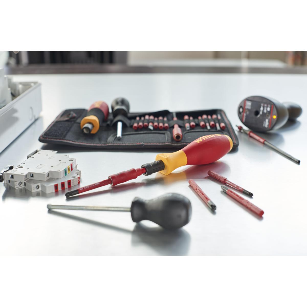 Wiha Drehmoment-Schraubendreher Set TorqueVario -S electric 0,8-5,0 Nm gemischt 19-teiliges Set variabel einstellbare Drehmomentbegrenzung mit Falttasche