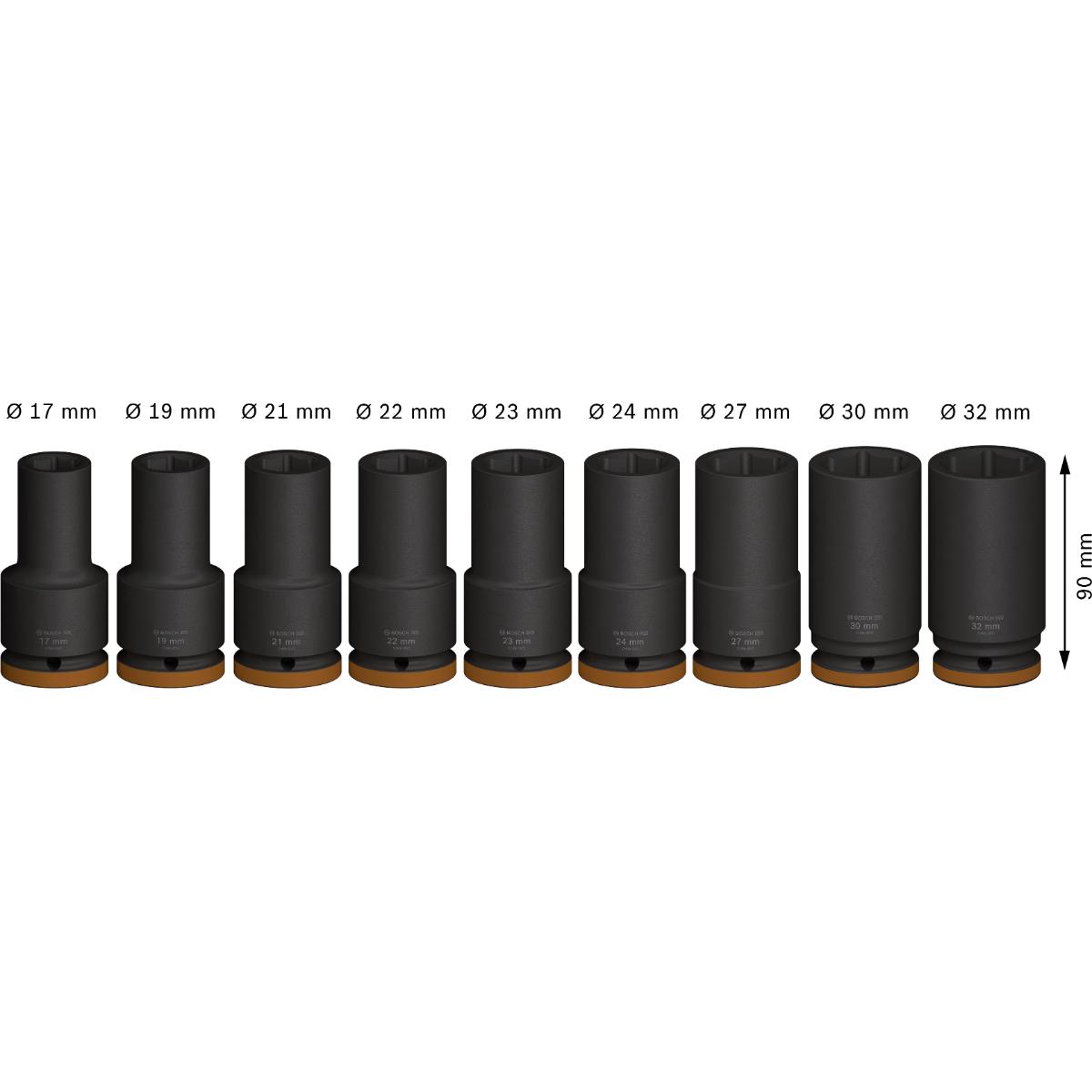 Bosch PRO Impact Socket Set, 3/4", tief, 9 teiliges Set