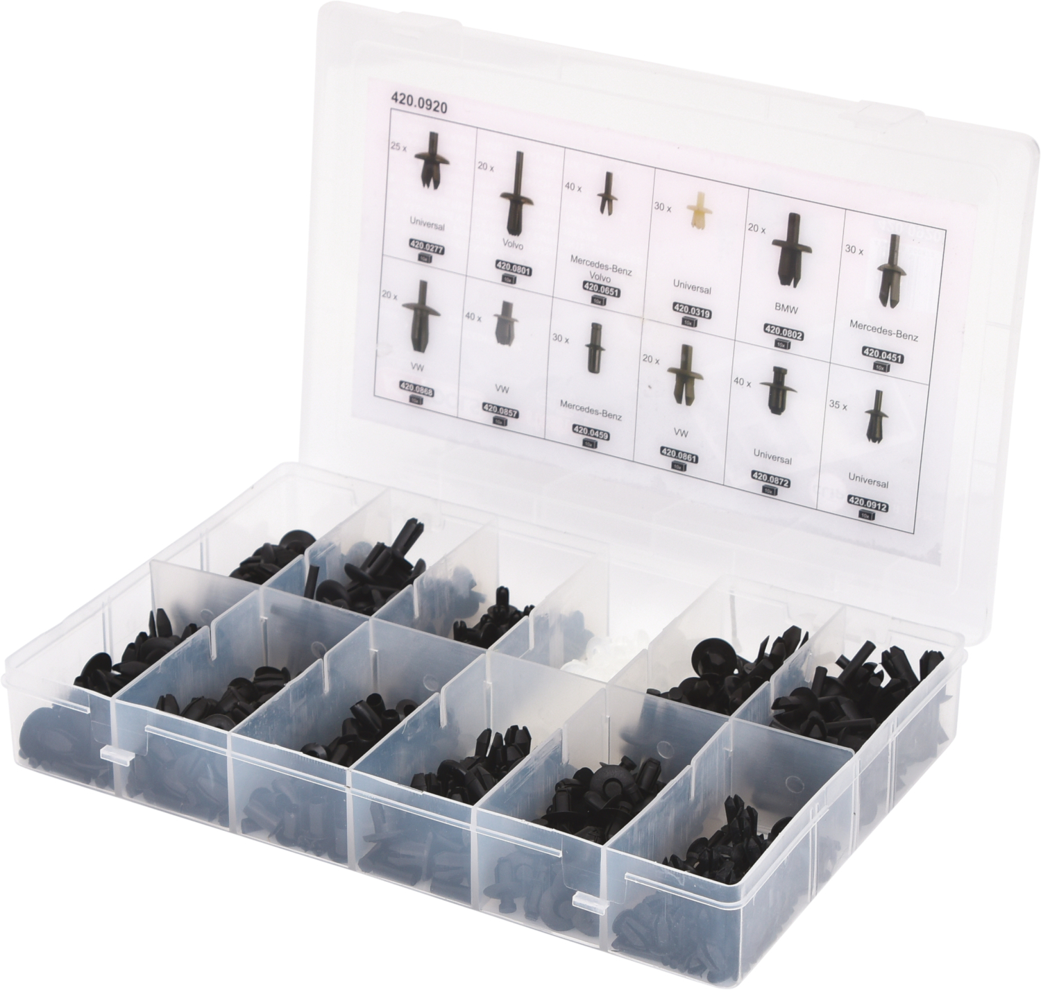 KS Tools Befestigungs-Clip-Satz - Eindrücknieten, 350-tlg