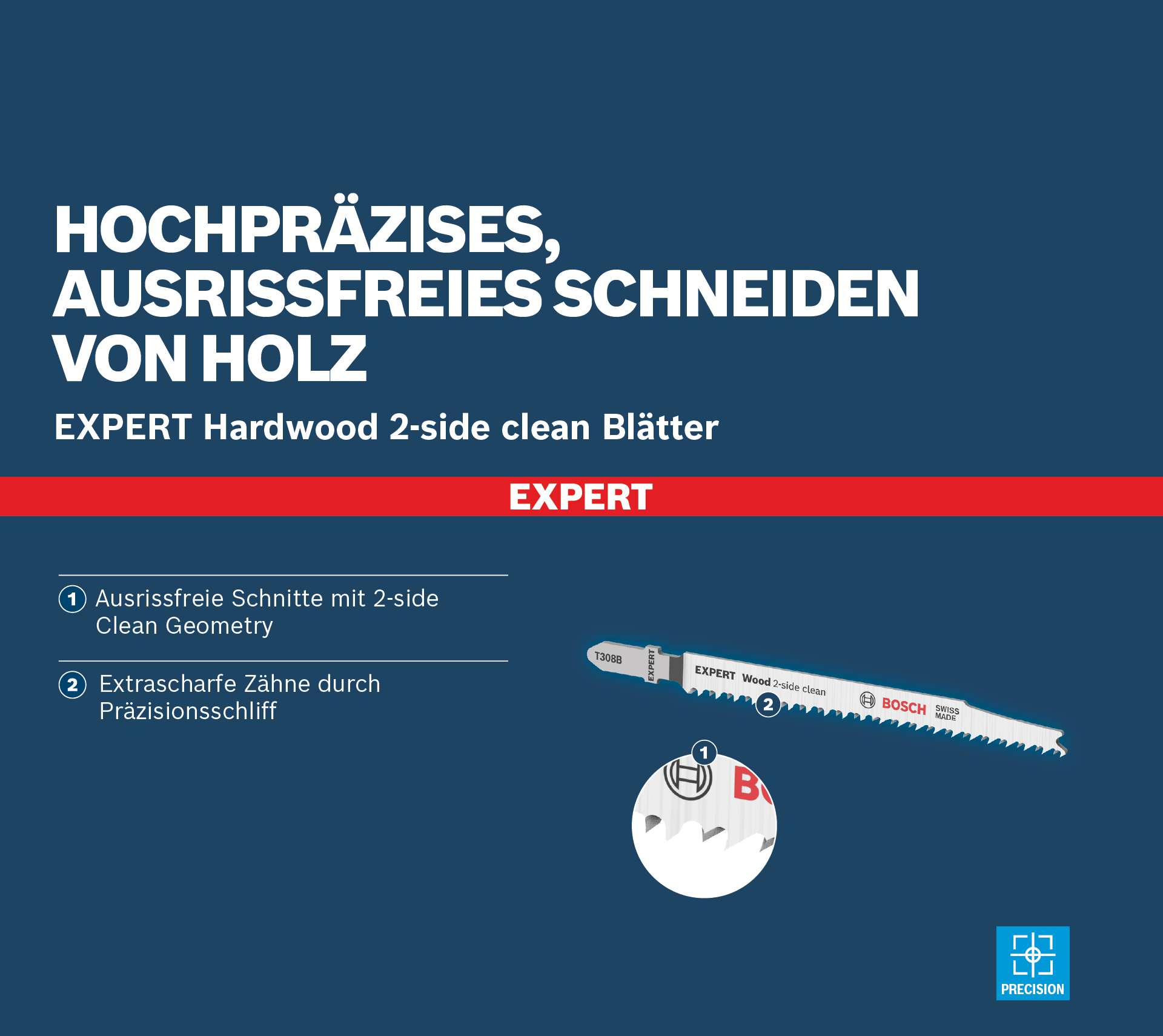 Bosch EXPERT ‘Wood 2-side clean’ T 308 B Stichsägeblatt