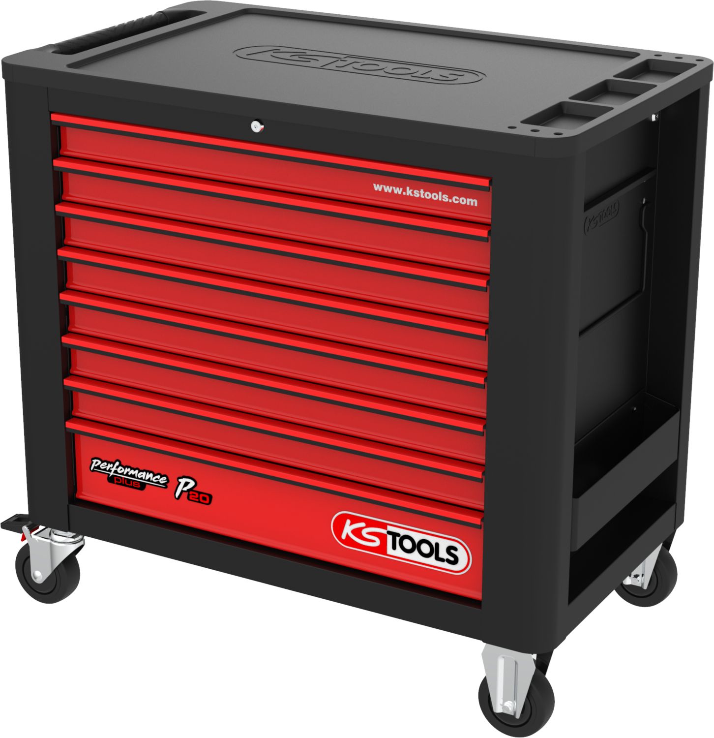 KS Tools PERFORMANCEplus P20 SCHWARZ-ROT Werkstattwagen mit 8 Schubladen
