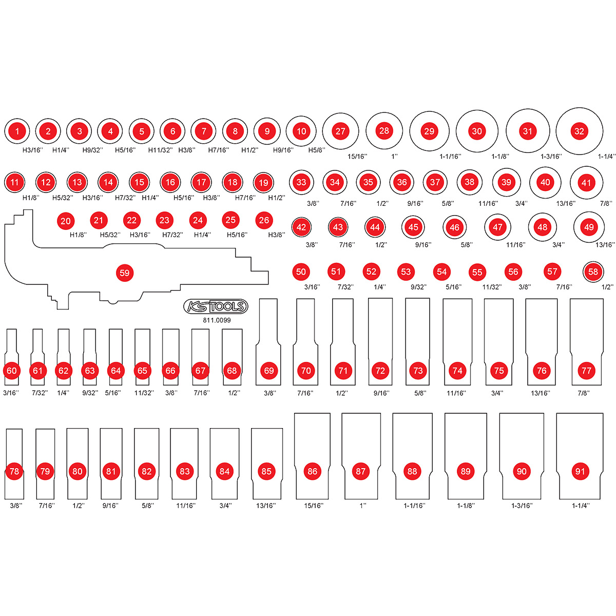 KS Tools Leere Schaumstoffeinlage zu 811.0099