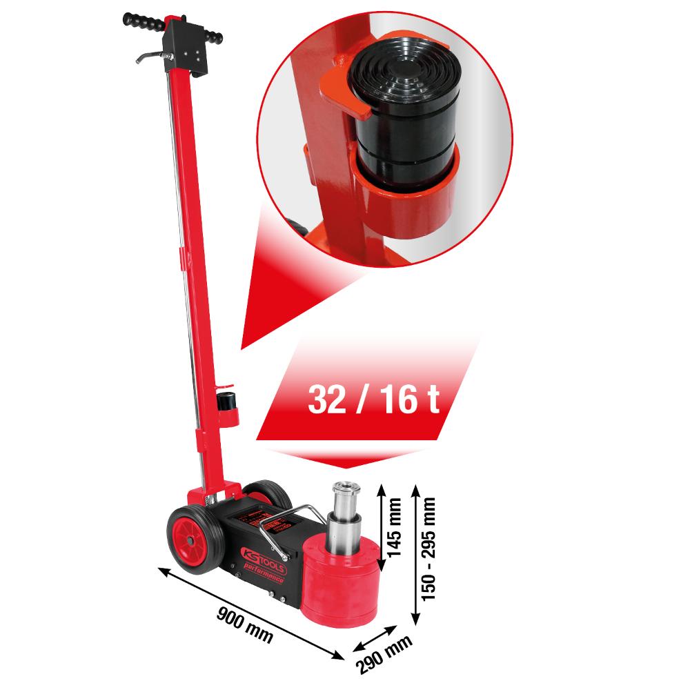 KS Tools performance Lufthydraulischer Wagenheber, 32/16 t