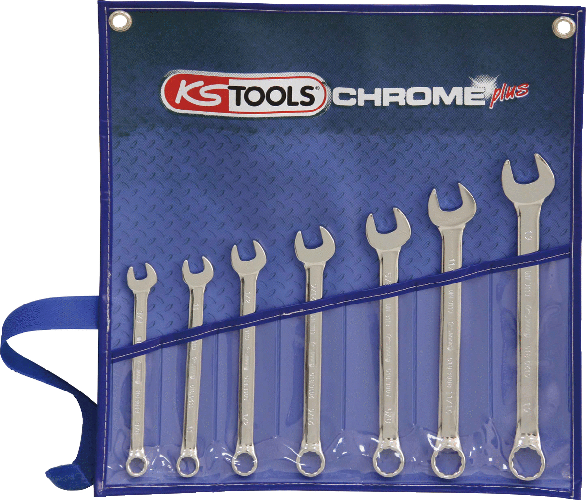 KS Tools CHROMEplus Ringmaulschlüssel-Satz, abgewinkelt, 7-tlg Zoll