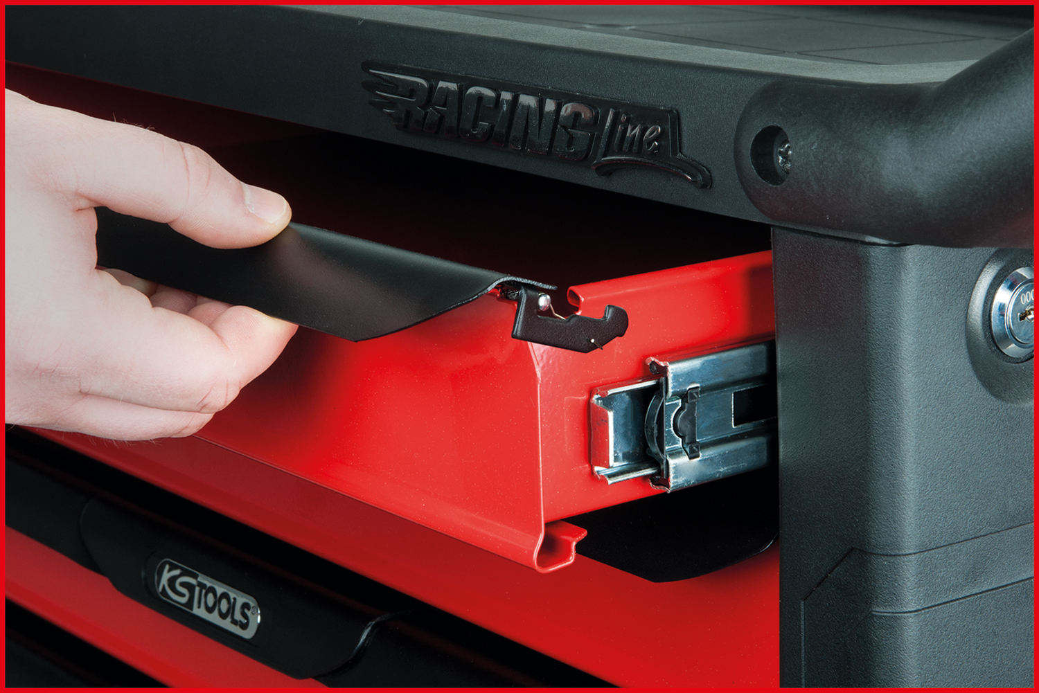 KS Tools RACINGline SCHWARZ-ROT Werkstattwagen mit 7 Schubladen