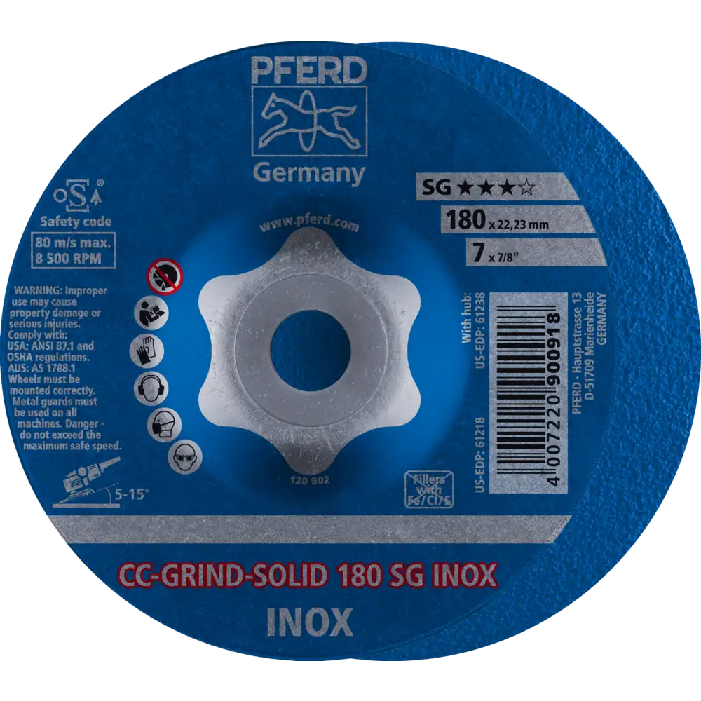 PFERD TOOLS CC-GRIND-SOLID Schleifscheibe Leistungslinie SG INOX für Edelstahl