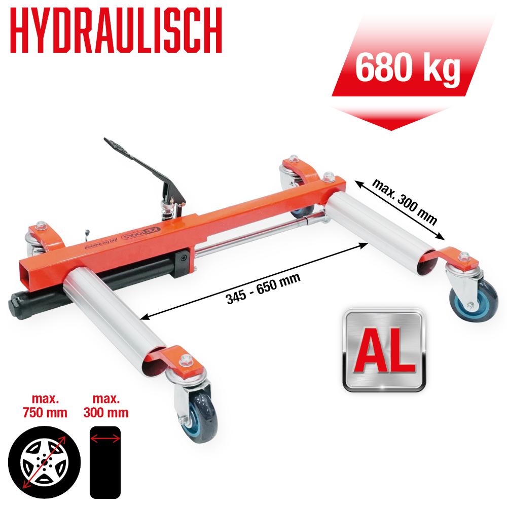 KS Tools performance Hydraulische Rangierhilfe, 680 kg, max. Reifenbreite 304 mm