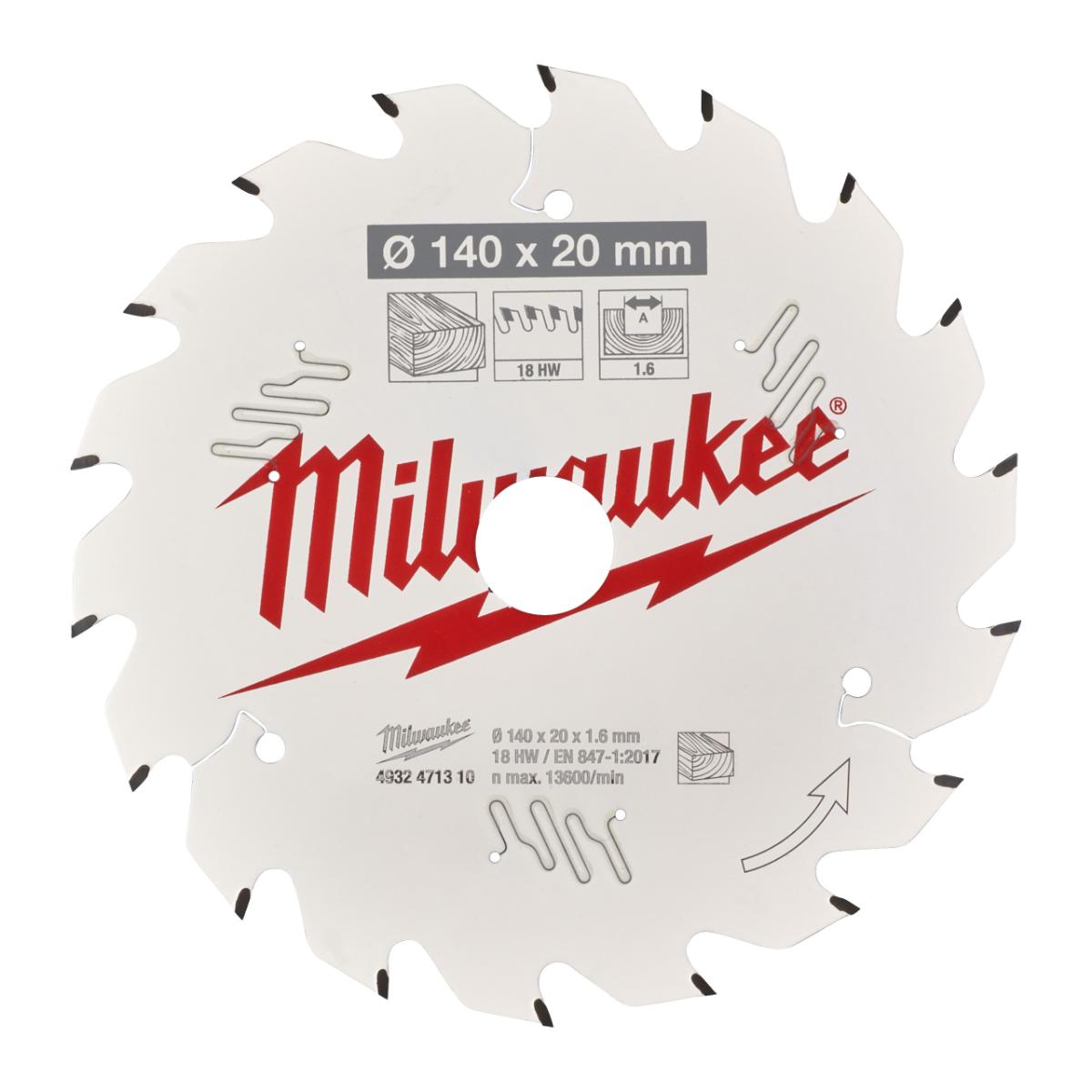 Milwaukee - Kreissägeblatt 140/20mm 18Z Holz - 4932471310