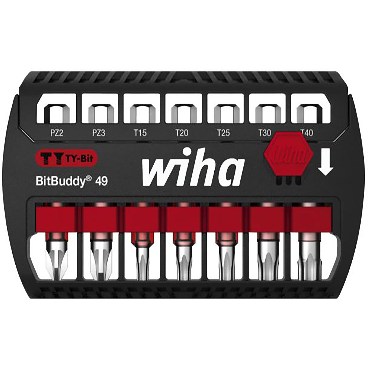 Wiha Bit Set BitBuddy TY-Bit 49 mm Pozidriv, TORX 7-teiliges Set 1/4 zoll E6,3