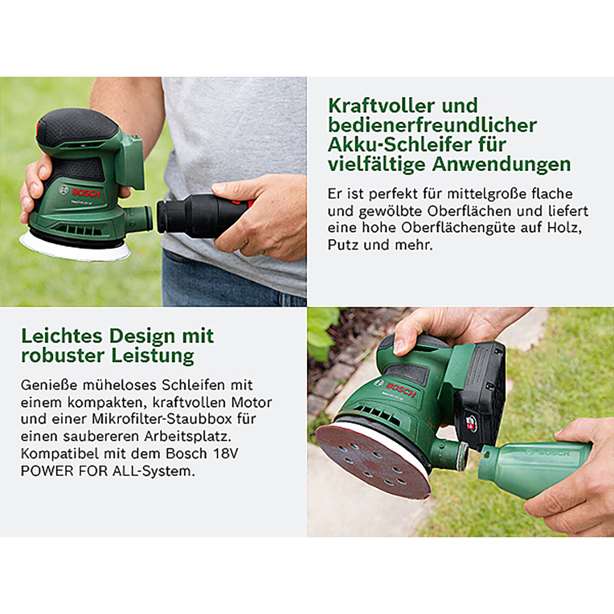 Bosch Akku-Exzenterschleifer EasyOrbit 18V-10, 1 x Akku PBA 18V 2.0Ah