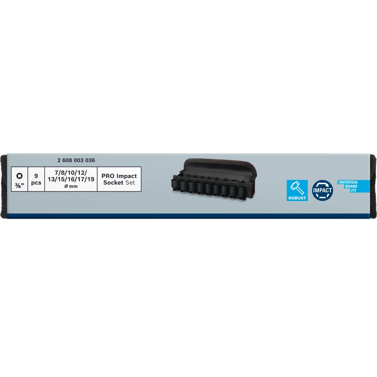 Bosch PRO Impact Socket Set, 3/8", Standard, 9 teiliges Set