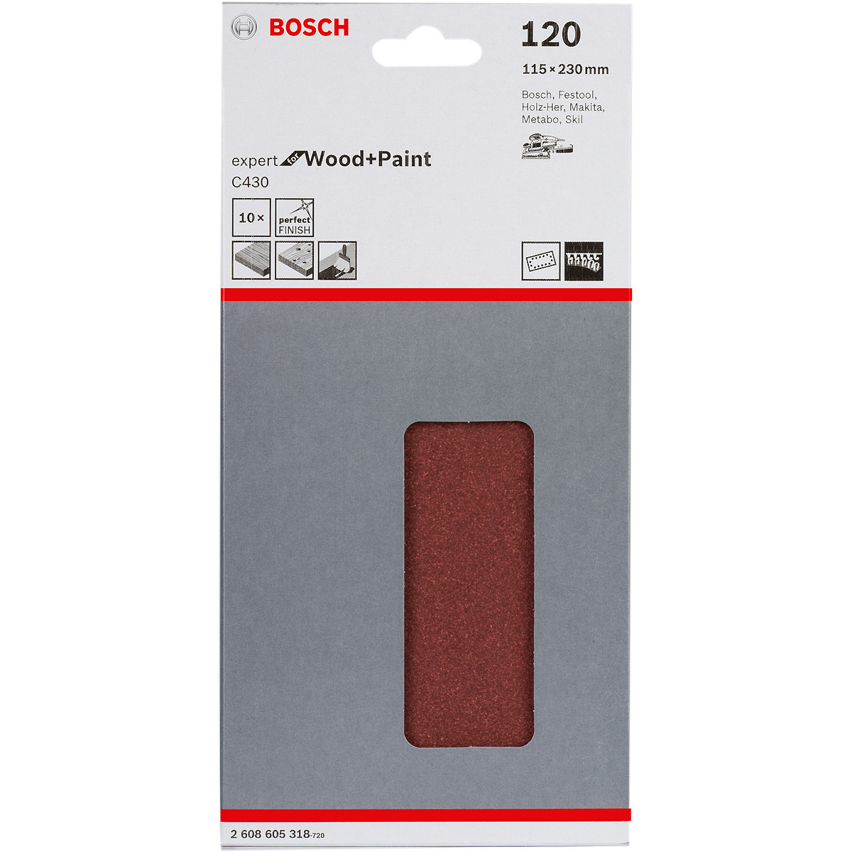 Bosch Schleifblatt C430 für Schwingschleifer 115x230 mm 14-Lochung