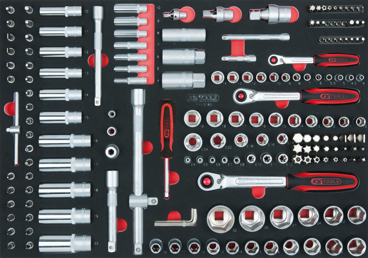 KS Tools SCS 1/4"+3/8"+1/2" Steckschlüssel-Satz, 180-tlg in 1/1 Systemeinlage