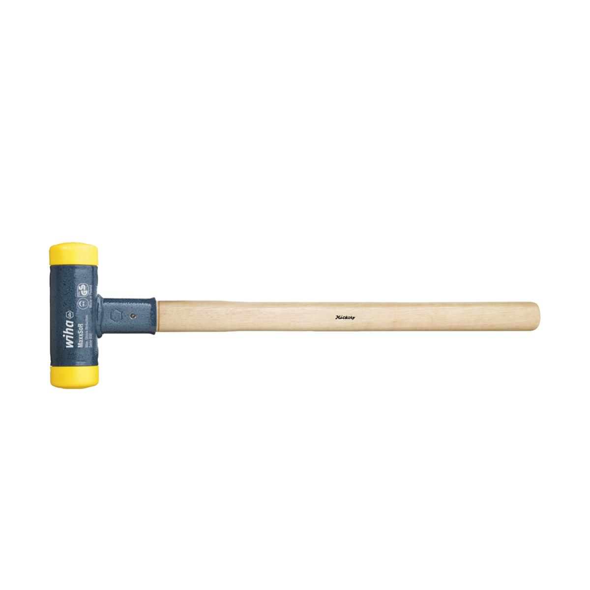 Wiha Vorschlaghammer rückschlagfrei, mittelhart mit Hickory-Holzstiel, Rund-Schlagkopf