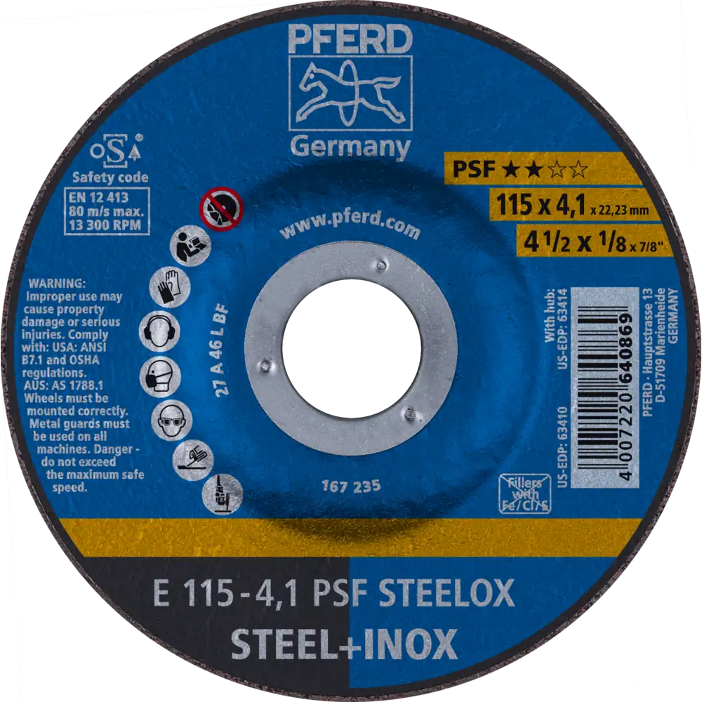 PFERD TOOLS Schruppscheibe E Universallinie PSF STEELOX für Stahl/Edelstahl