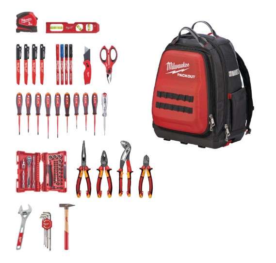 Milwaukee PACKOUT Elektriker Set Rucksack 76-teilig