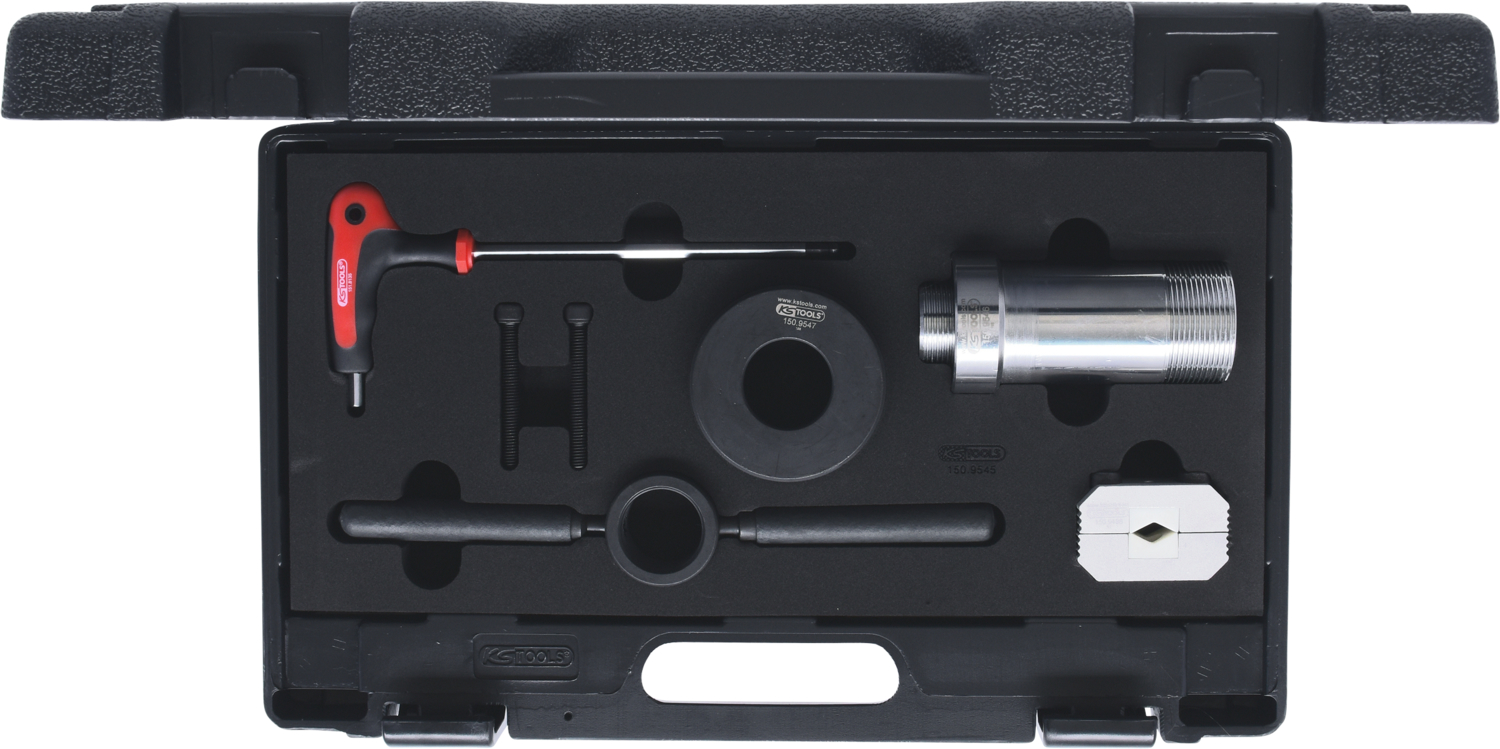 KS Tools Stoßdämpfer-Montagehilfe-Satz für Stoßdämpfer mit Zuganschlagfeder, 7-tlg