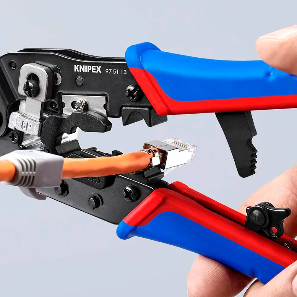 KNIPEX Crimpzange für RJ45-Westernstecker mit Mehrkomponenten-Hüllen brüniert 190 mm
