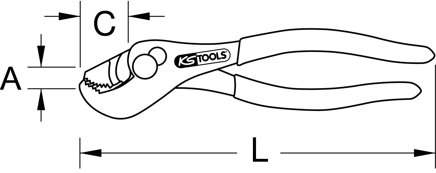 KS Tools Spezialrohrzange, 2-fach verstellbar, 178mm