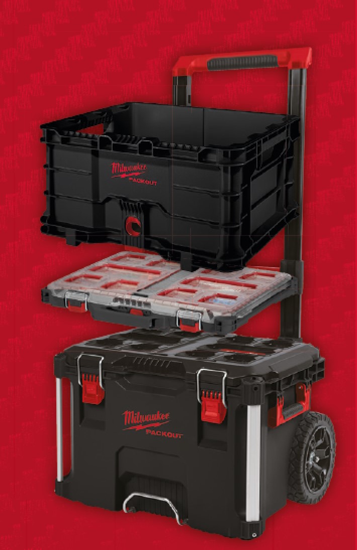 Milwaukee PACKOUT Promo-Set 3-teilig mit Trolley Koffer, Transportbox & Organiser Slim