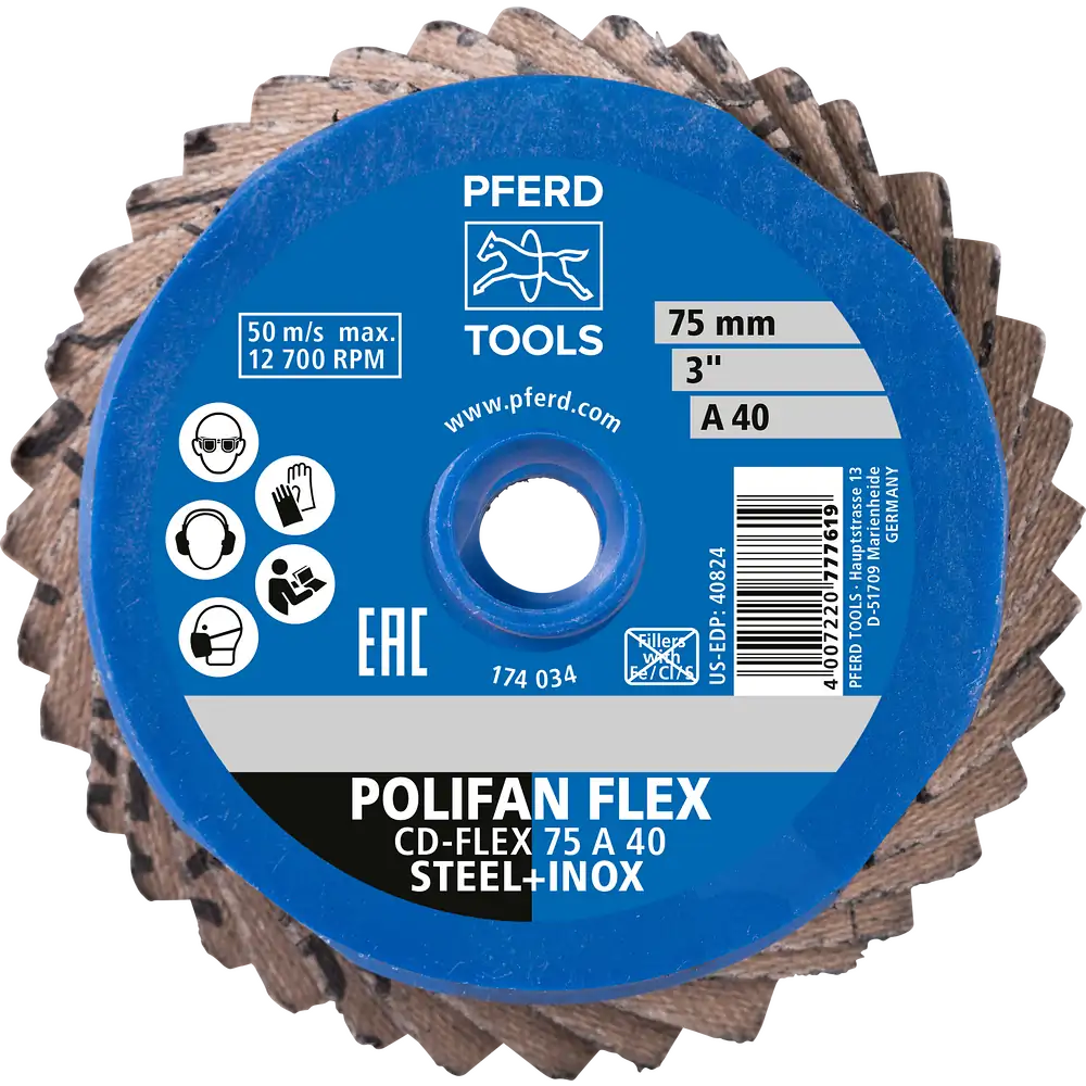 PFERD TOOLS COMBIDISC Korund Mini-POLIFAN CD Ø 75mm A80 für universelle Anwendungen