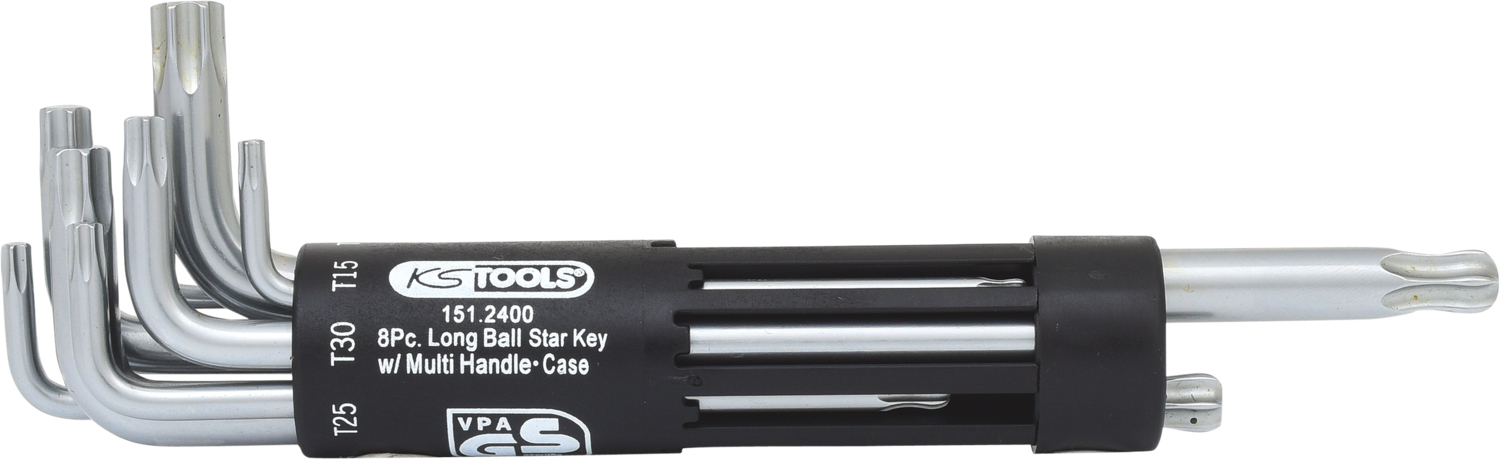 KS Tools 3 in 1 Kugelkopf-Torx-Winkelstiftschlüssel-Satz,lang,8-tlg