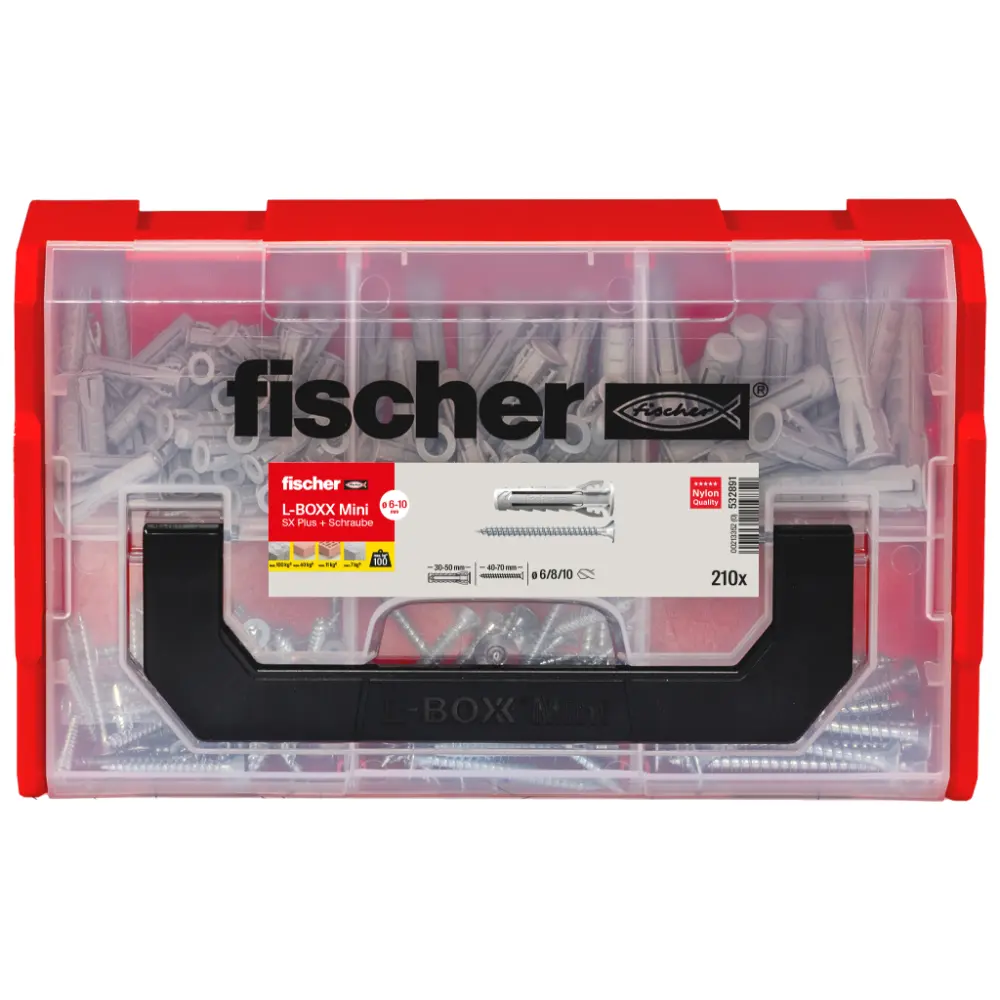 Fischer Dübelsortiment L-BOXX mini SX Plus + Schraube (210 Teile)