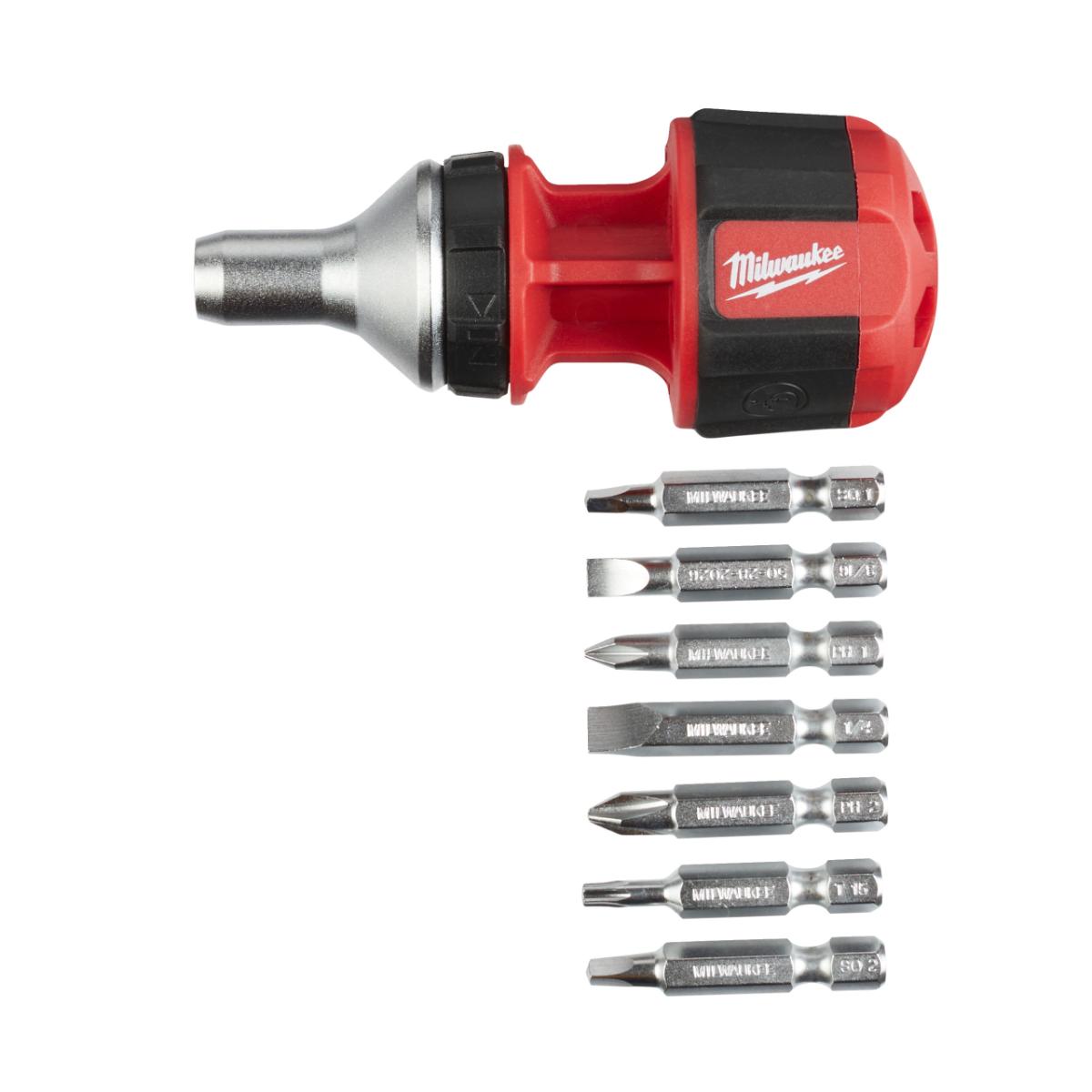 Milwaukee - 8-in-1 Multi-Bit Schraubendreher Stubby mit Ratschenfunktion