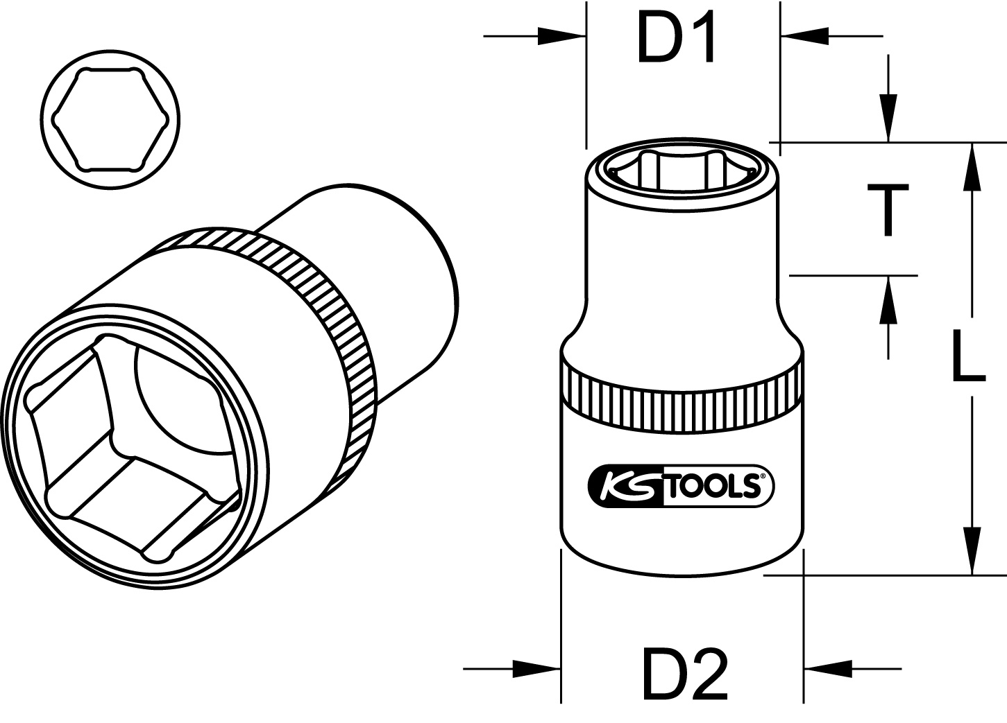 KS Tools 3/4" Sechskant-Stecknuss, kurz
