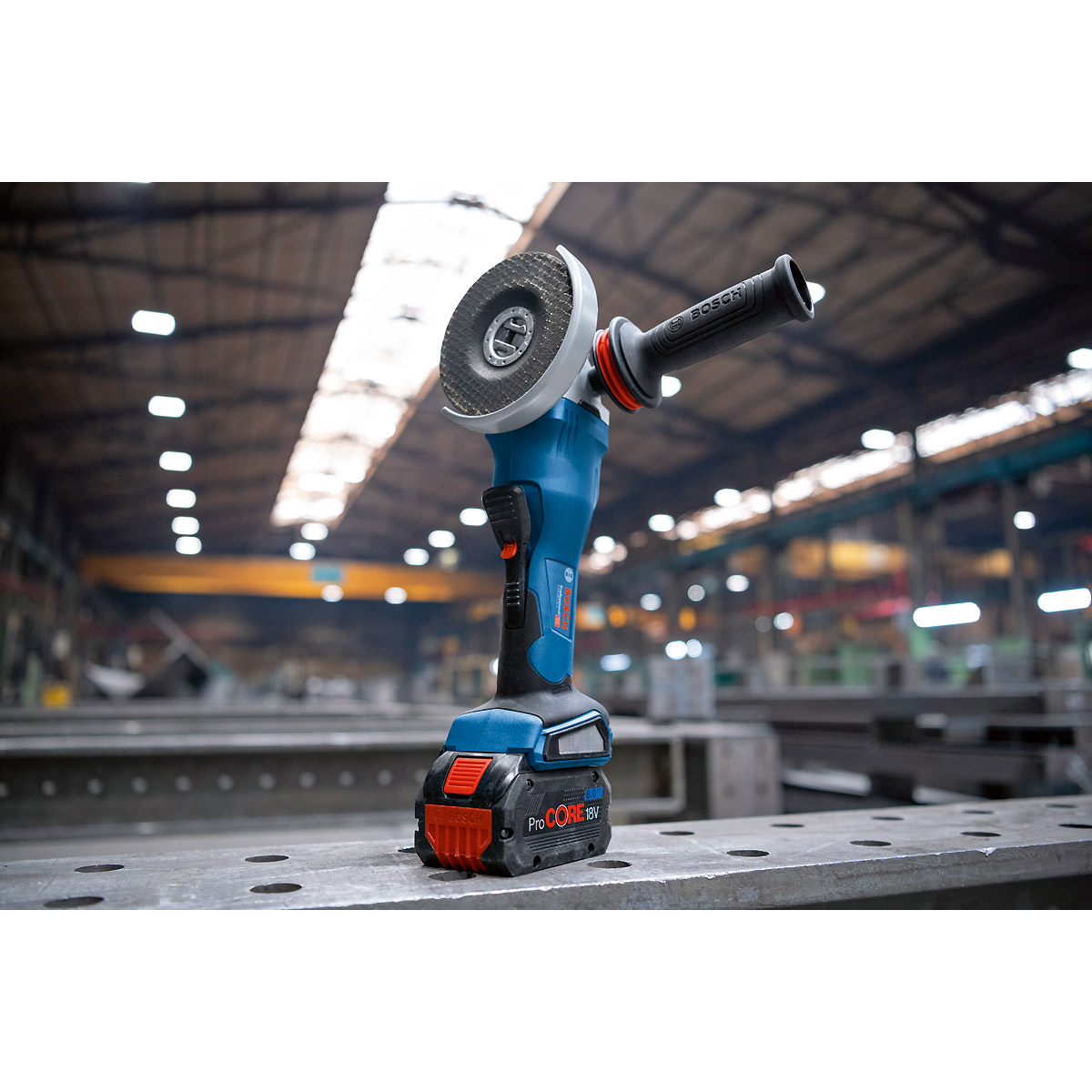 Bosch Akku-Winkelschleifer BITURBO mit X-LOCK GWX 18V-15 P mit Zusatzhandgriff