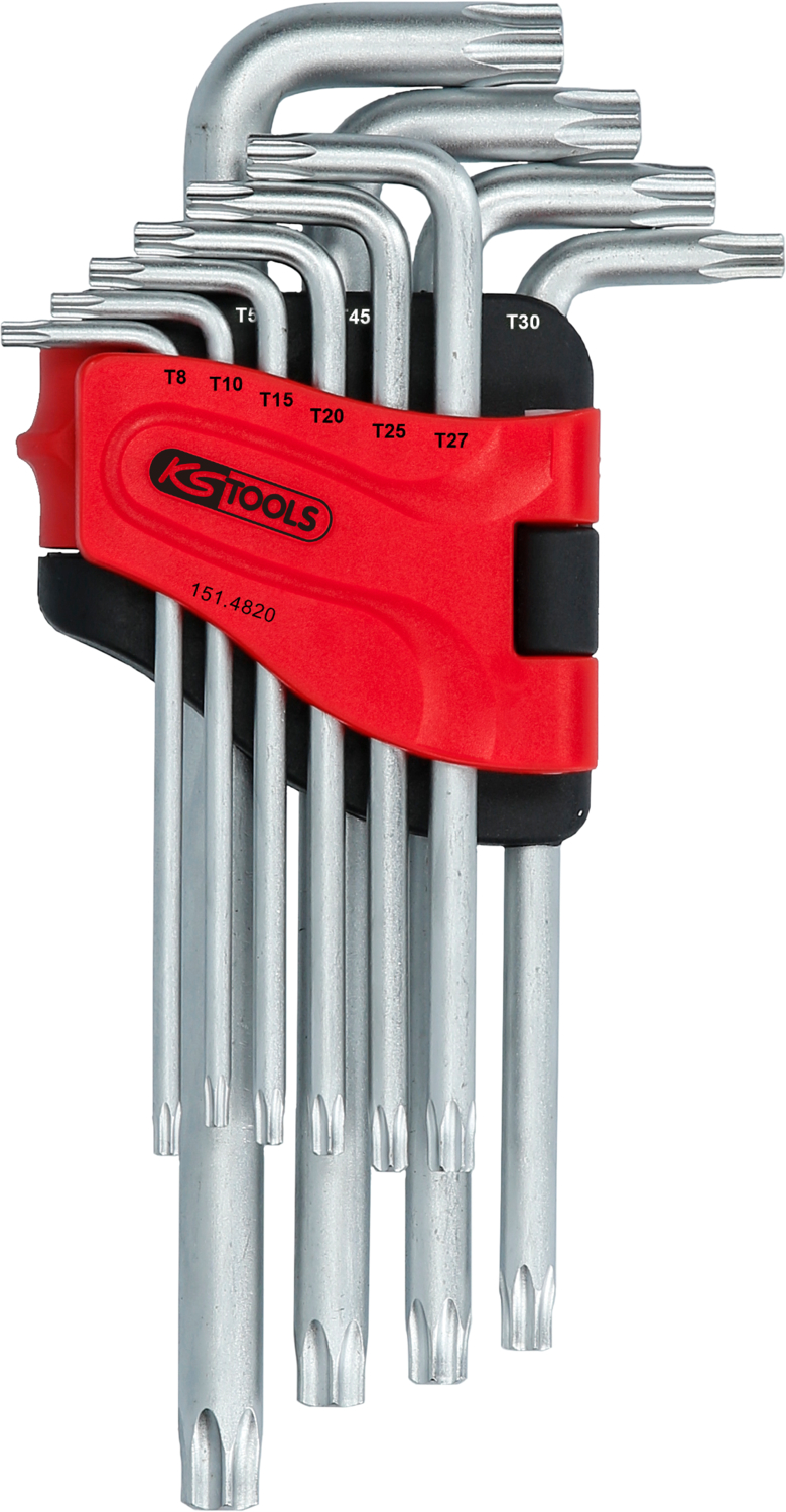 KS Tools Torx-Winkelstiftschlüssel-Satz mit Bohrung, lang, 10-tlg, TB8-TB50