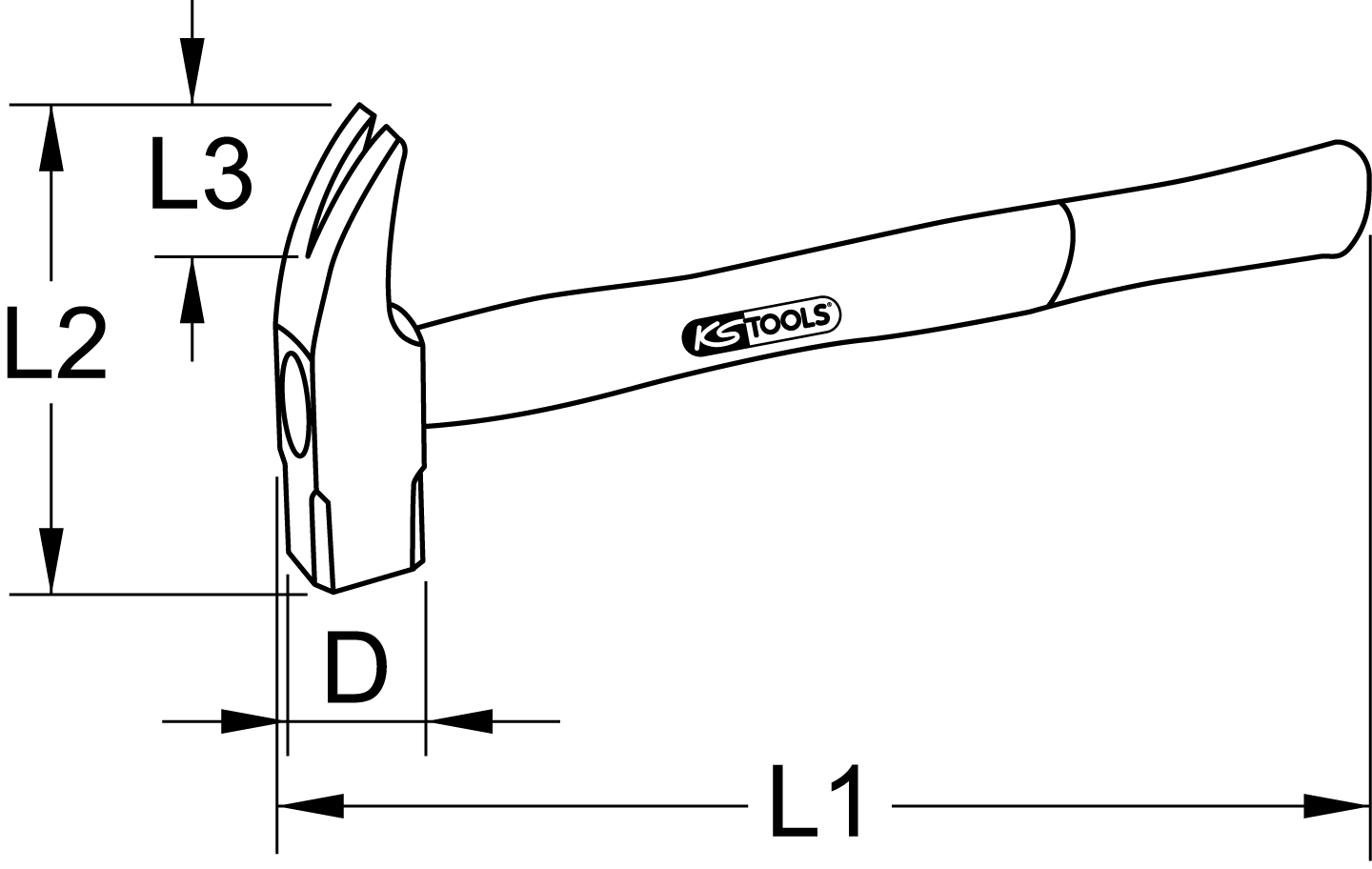 KS Tools BRONZEplus Klauenhammer, mit Hickorystiel