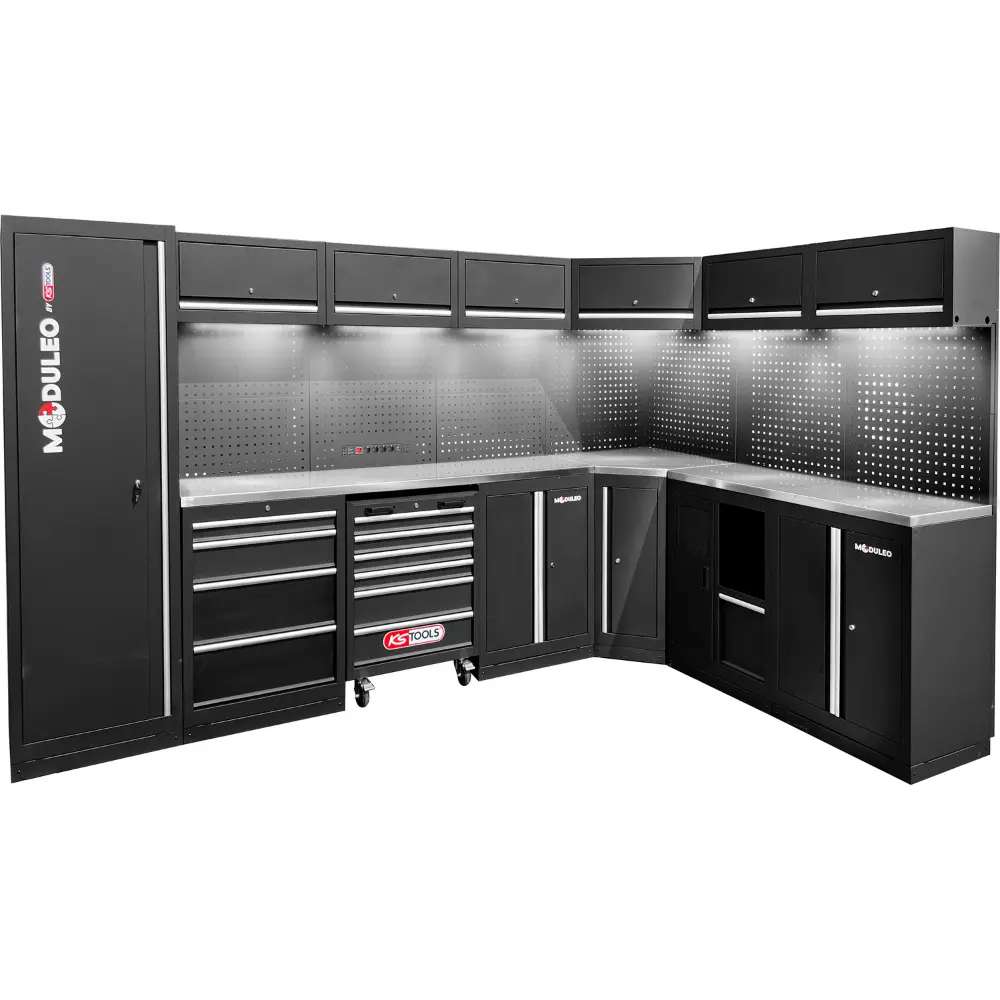 KS TOOLS Werkstatt-Schranksystem, L-Form, 3400 x 2120 mm, Variante 2