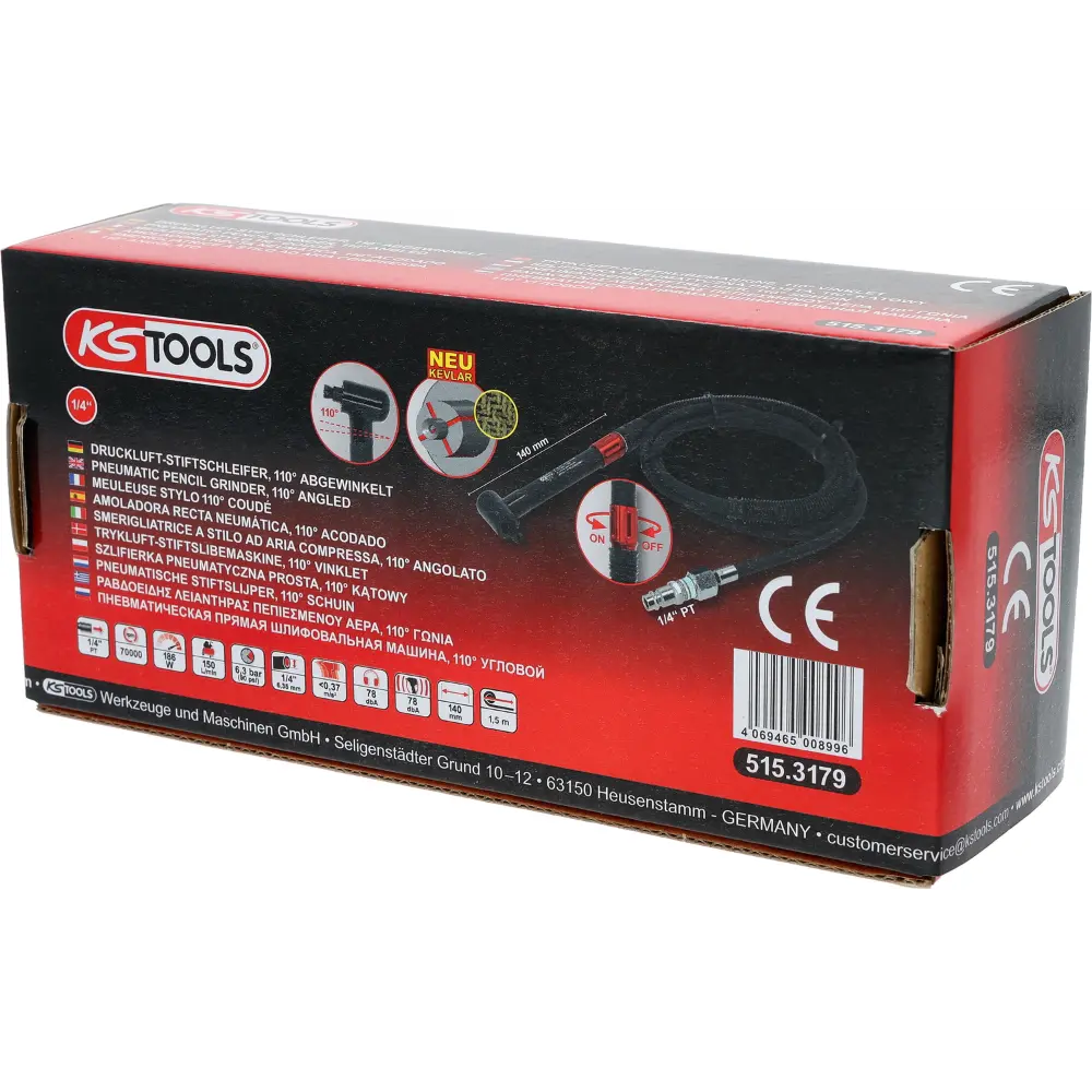 KS TOOLS Druckluft-Stiftschleifer, 110° abgewinkelt