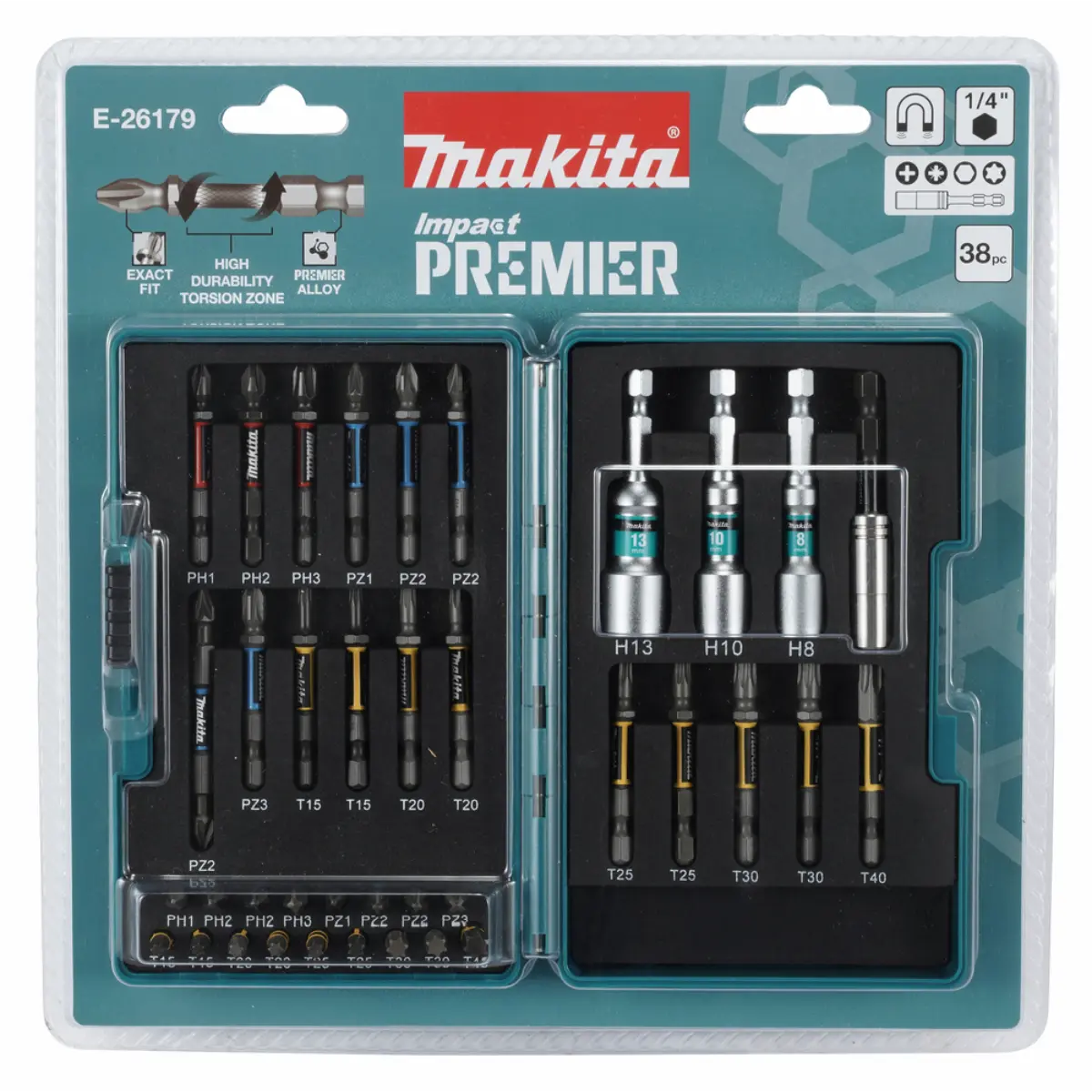 Makita Bit-Set Torsion 38-teilig Impact Premier - E-26179