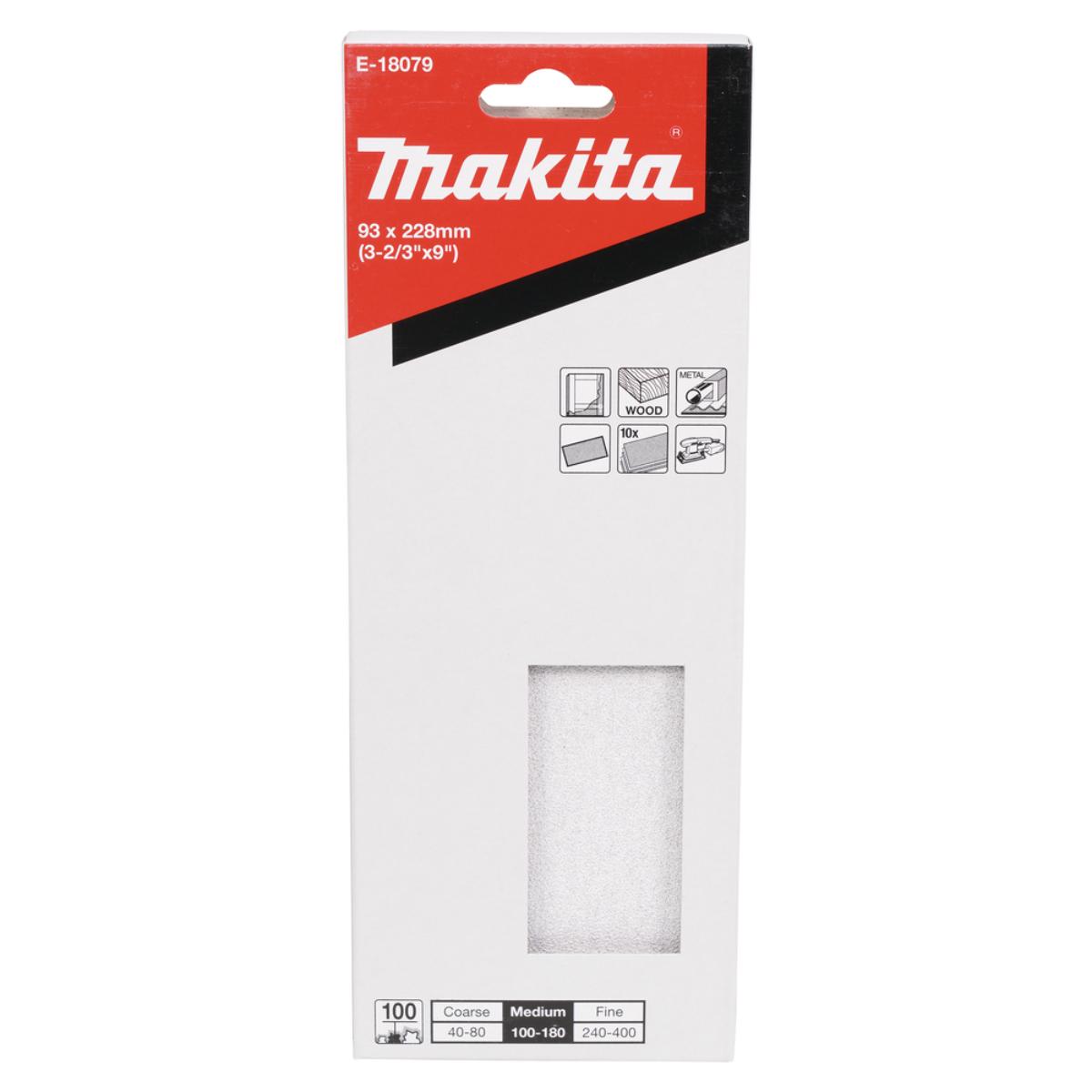 Makita Schleifpapier P100 93x228mm, Körnung ,ungelocht, 10 Stück