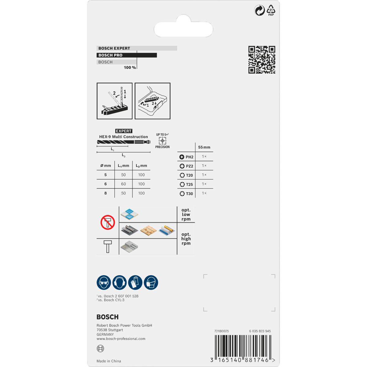 Bosch PRO Impact Control Schrauberbitpack, 8-teilig, gemischt mit Mehrzweckbohrer